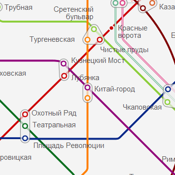 Метро Китай-город Таганско-Краснопресненской линии на карте Москвы