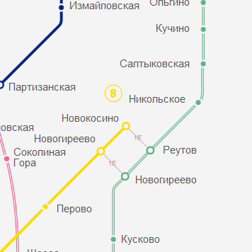 Станция метро «Новокосино» на карте Москвы, график работы, выход к улицам