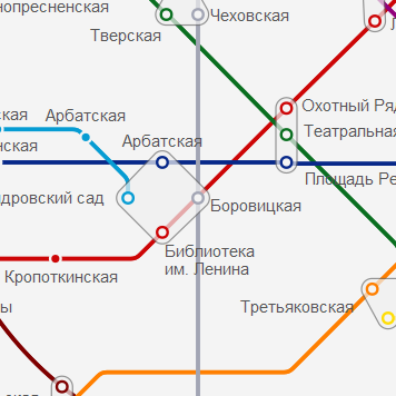 Метро Боровицкая на карте Москвы